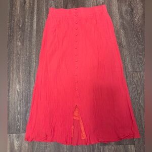 Elegant Red Button-Front Skirt
